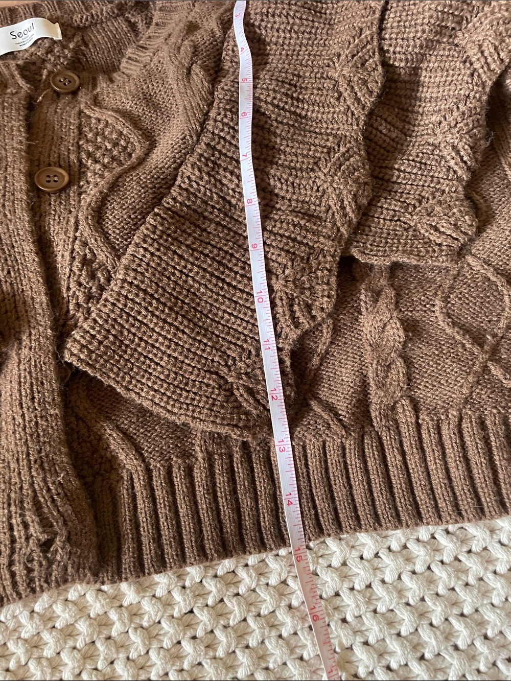 Cottagecore Ruffle Cable Knit Cropped Cardigan OS - Picture 4 of 6